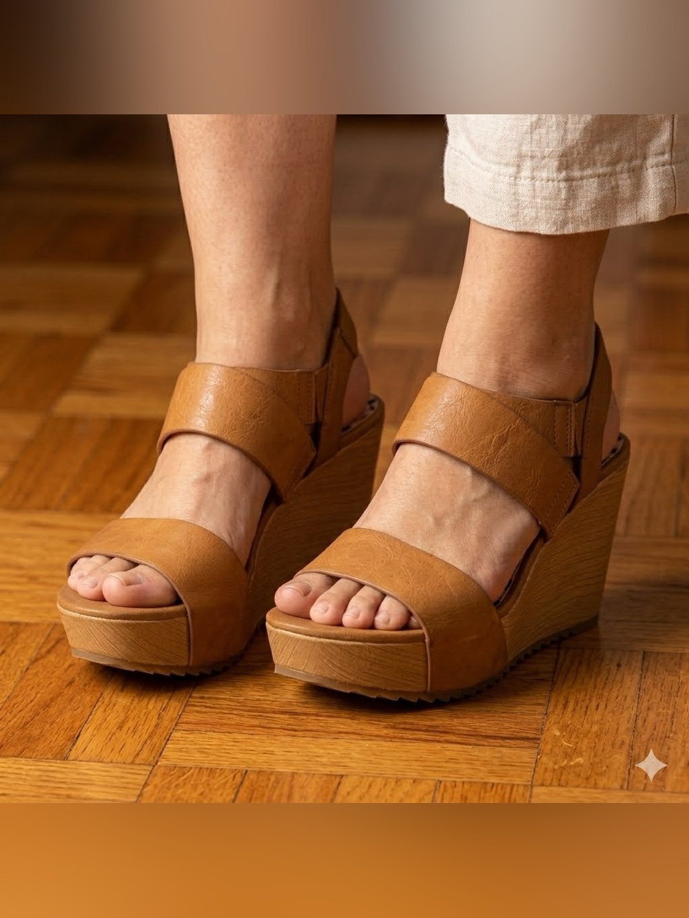 Madden Girl Tan Platform Wedge Sandals